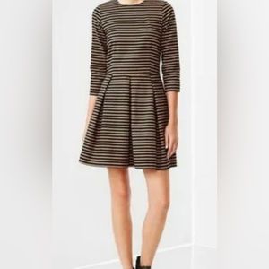 Gap striped 3/4 sleeve fit & flare dress